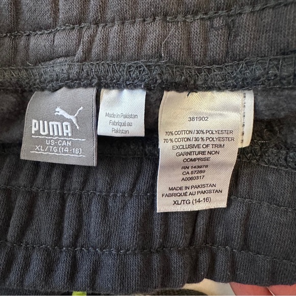 Puma Kids XL (14-16)Black Joggers with Neon Green Accents - Picture 4 of 7